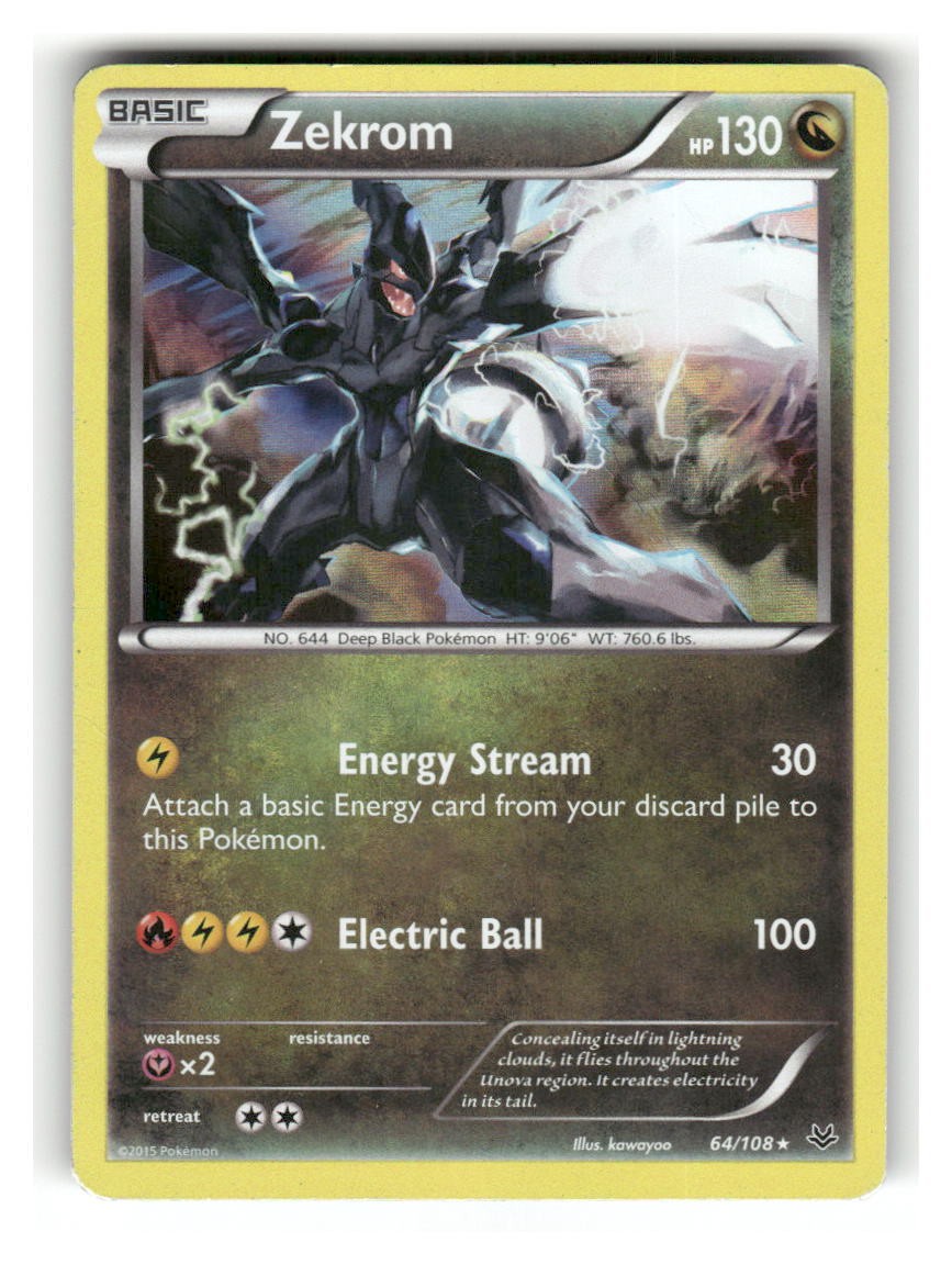 Zekrom 64/108 Holo Rare Roaring Skies Pokemon Holo Moderately Played