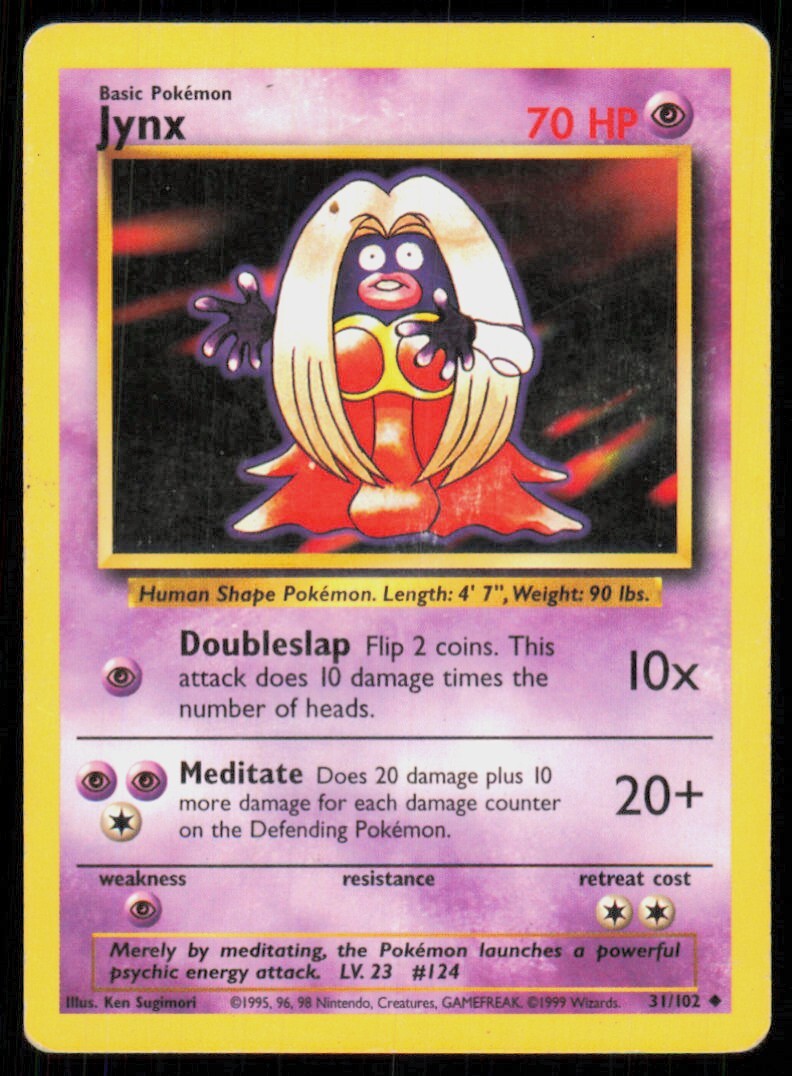2000 Pokemon Base Set Unlimited Jynx Uncommon #31/102 – Poor