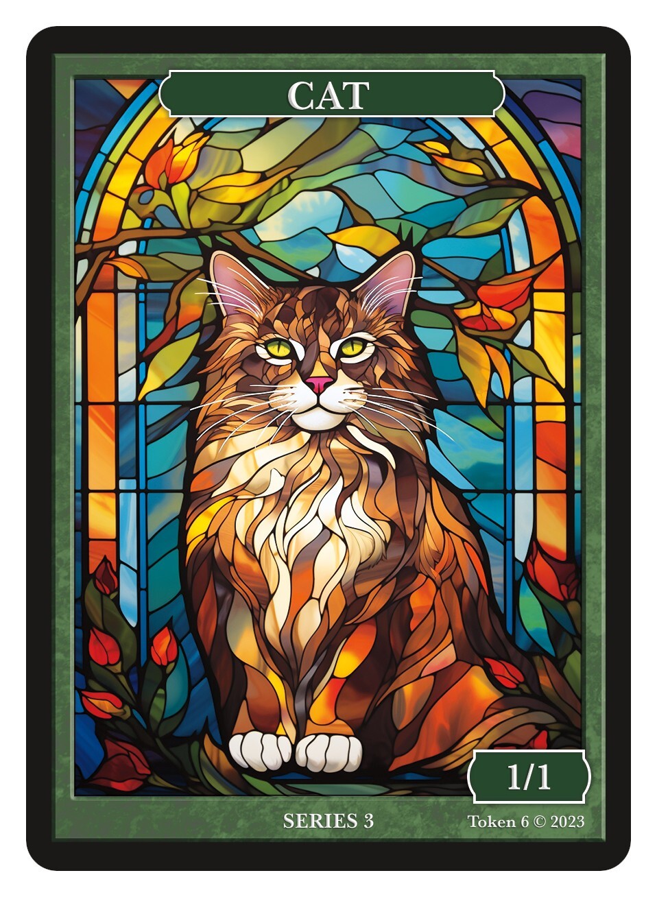 Cat Stained Glass Token Givememana Tokens Magic the Gathering