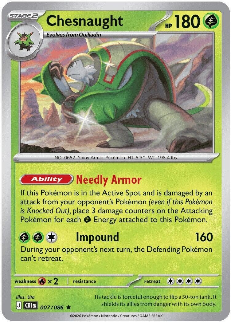 Chesnaught – 007/086 – Holo Rare – Pokemon Chaos Rising