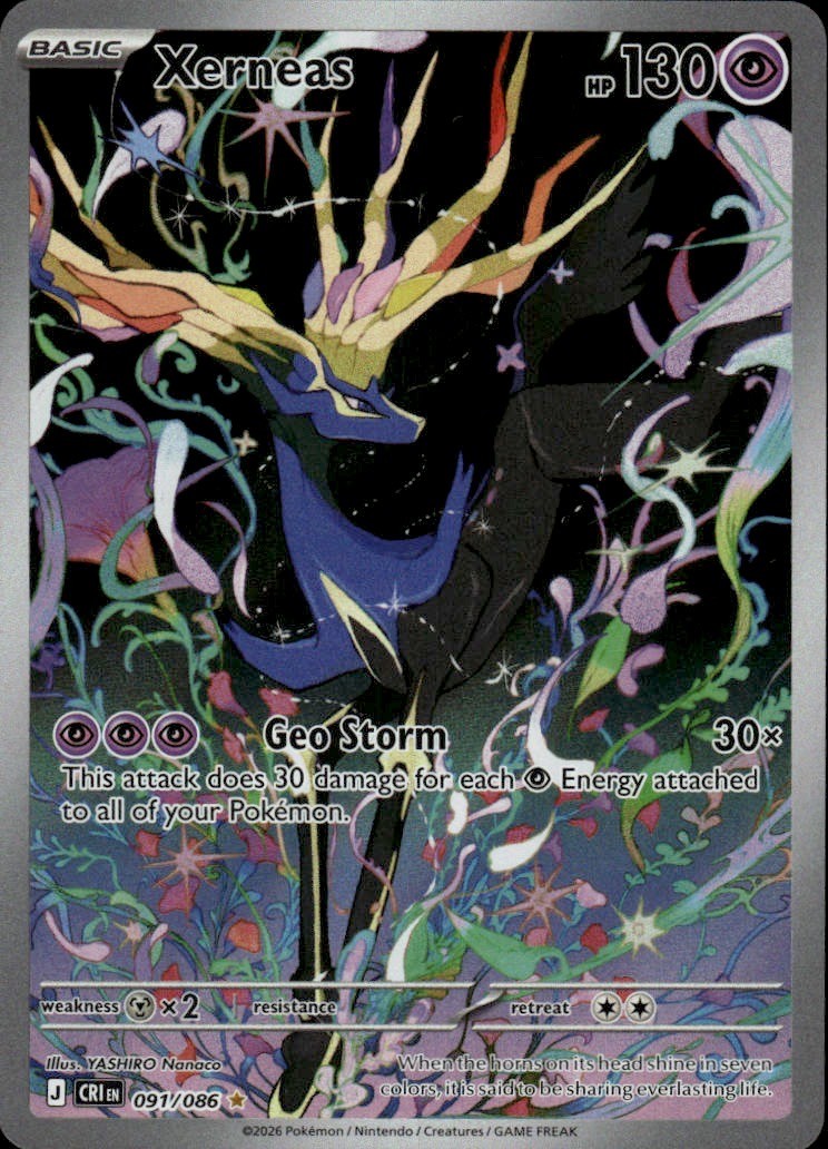 Xerneas Holo Illustration Rare ME04: Chaos Rising 091/086 NM