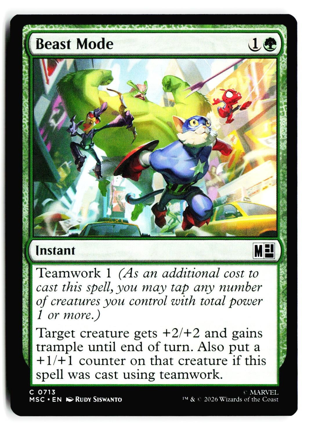 Beast Mode 713 Common Commander: Marvel Super Heroes Magic: The Gathering