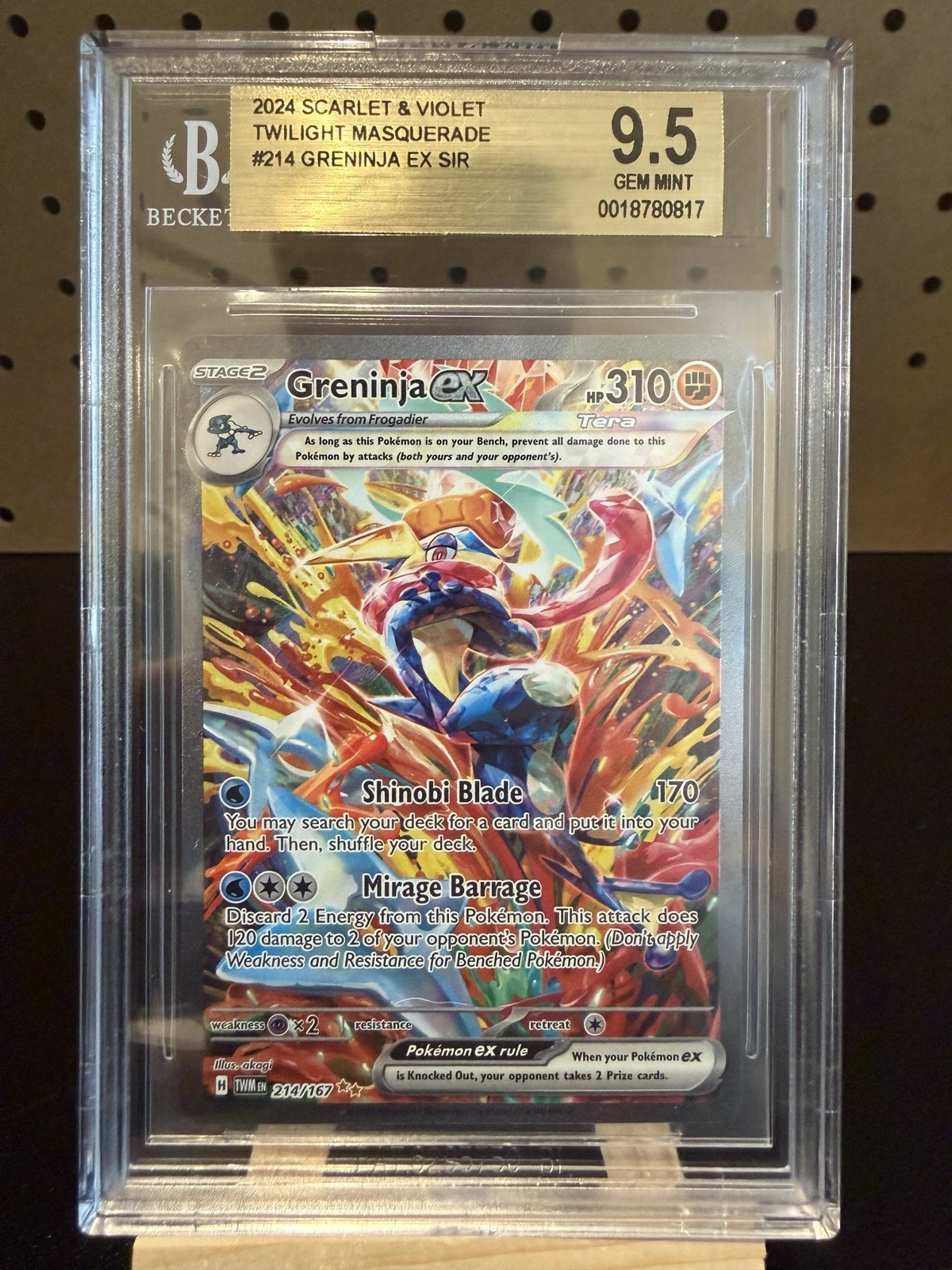 Pokemon TCG Twilight Masquerade #214 Greninja EX Special Illustration BGS 9.5