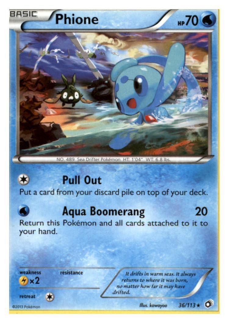 Phione 36/113 Rare Legendary Treasures Pokemon Lightly Played