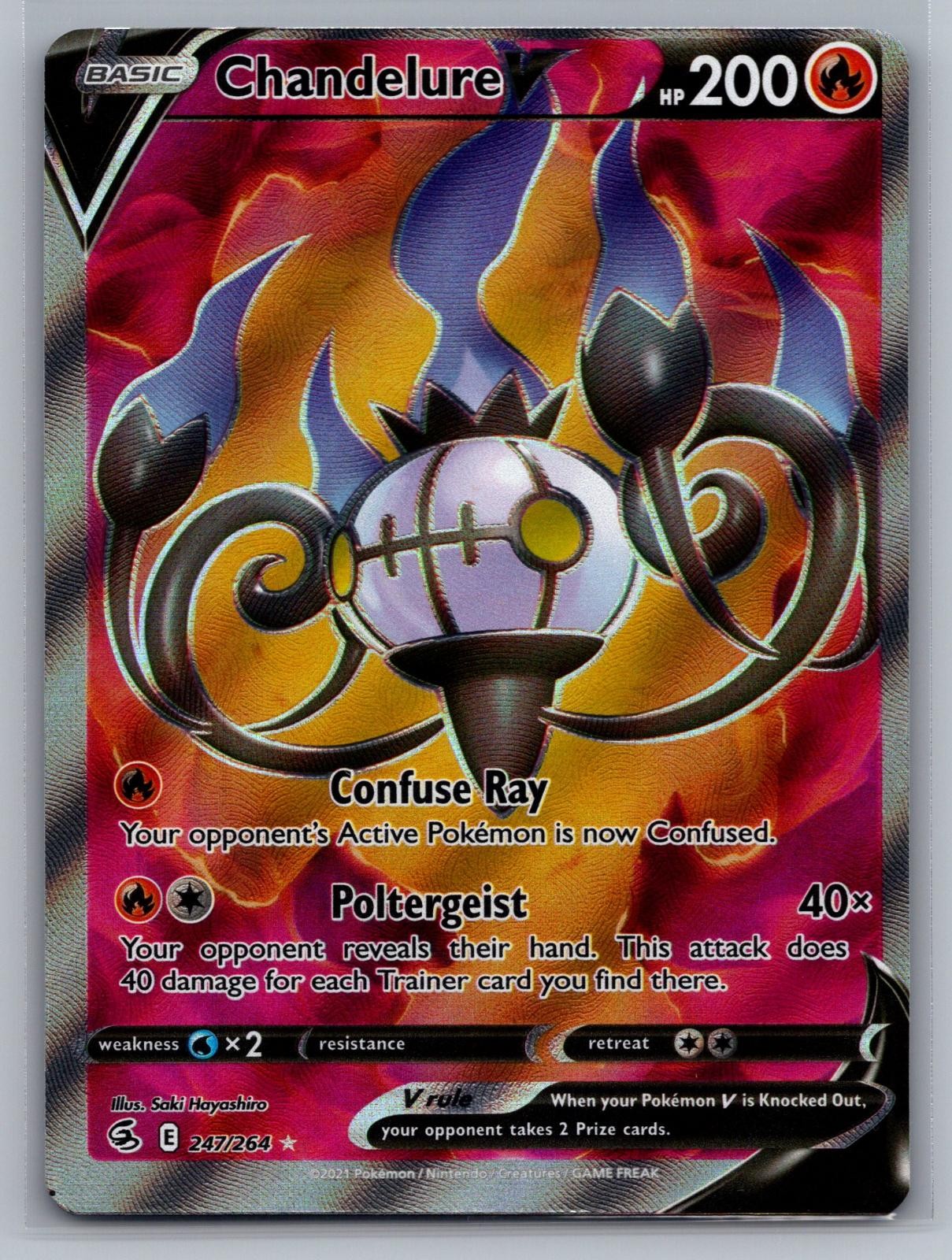 Chandelure V 247/264 Ultra Rare Fusion Strike Pokemon Holo Near Mint