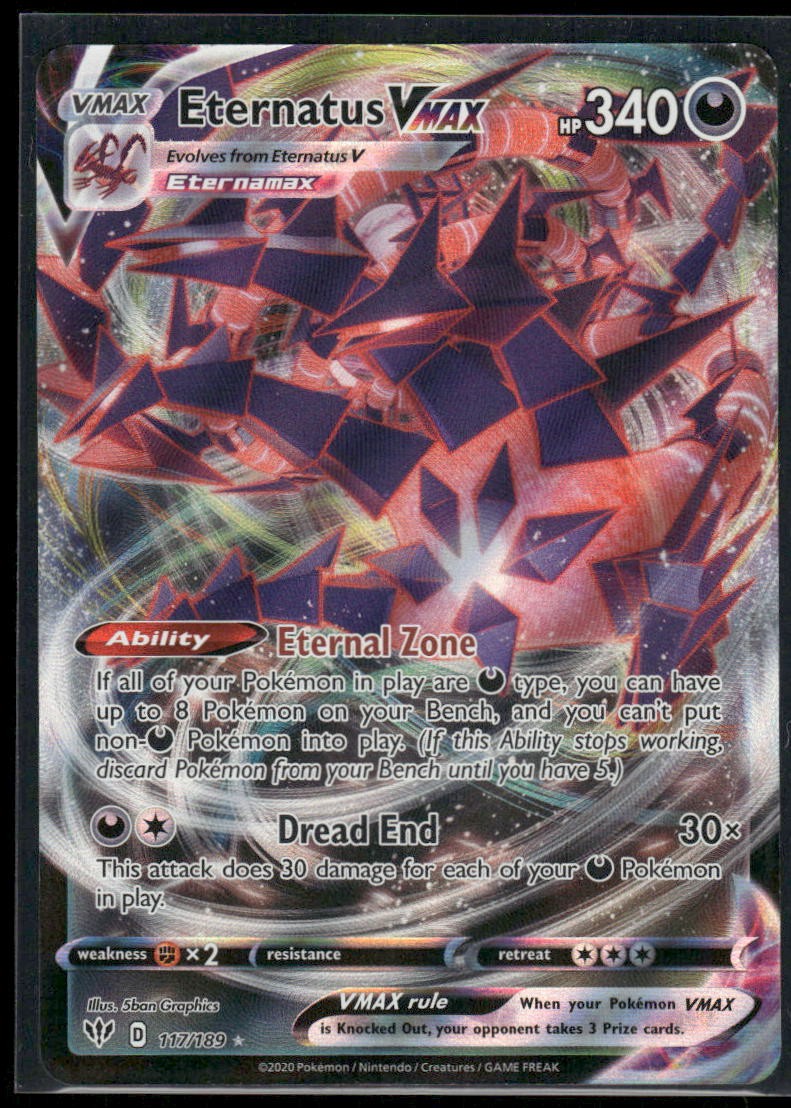Eternatus VMAX 117/189 Holo VMAX Rare Darkness Ablaze Pokemon Near Mint