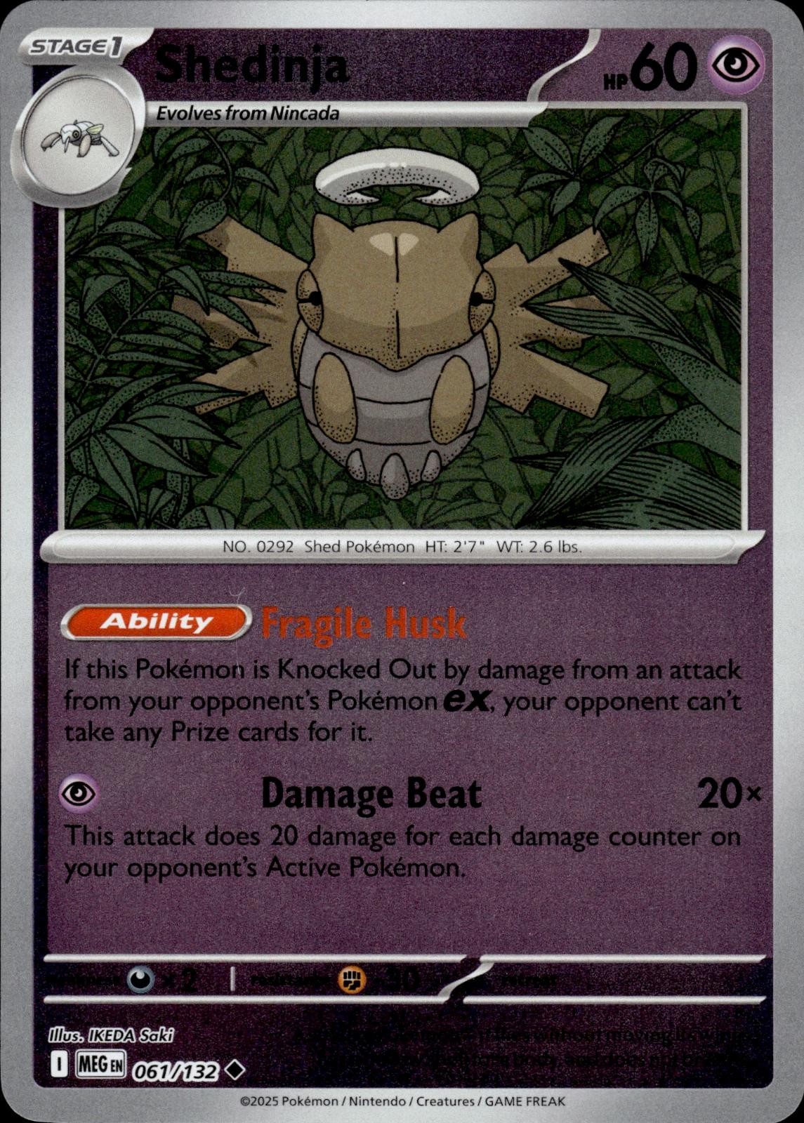 Shedinja 061/132 REVERSE HOLO Mega Evolution UC NM IKEDA Saki Pokemon