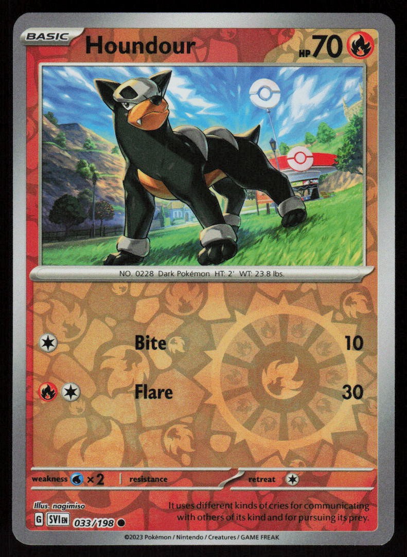 Houndour 033/198 Common Scarlet & Violet Pokemon Reverse Holo Near Mint