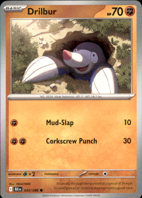 Drilbur Common SV: Black Bolt 045/086 NM OKACHEKE 2025