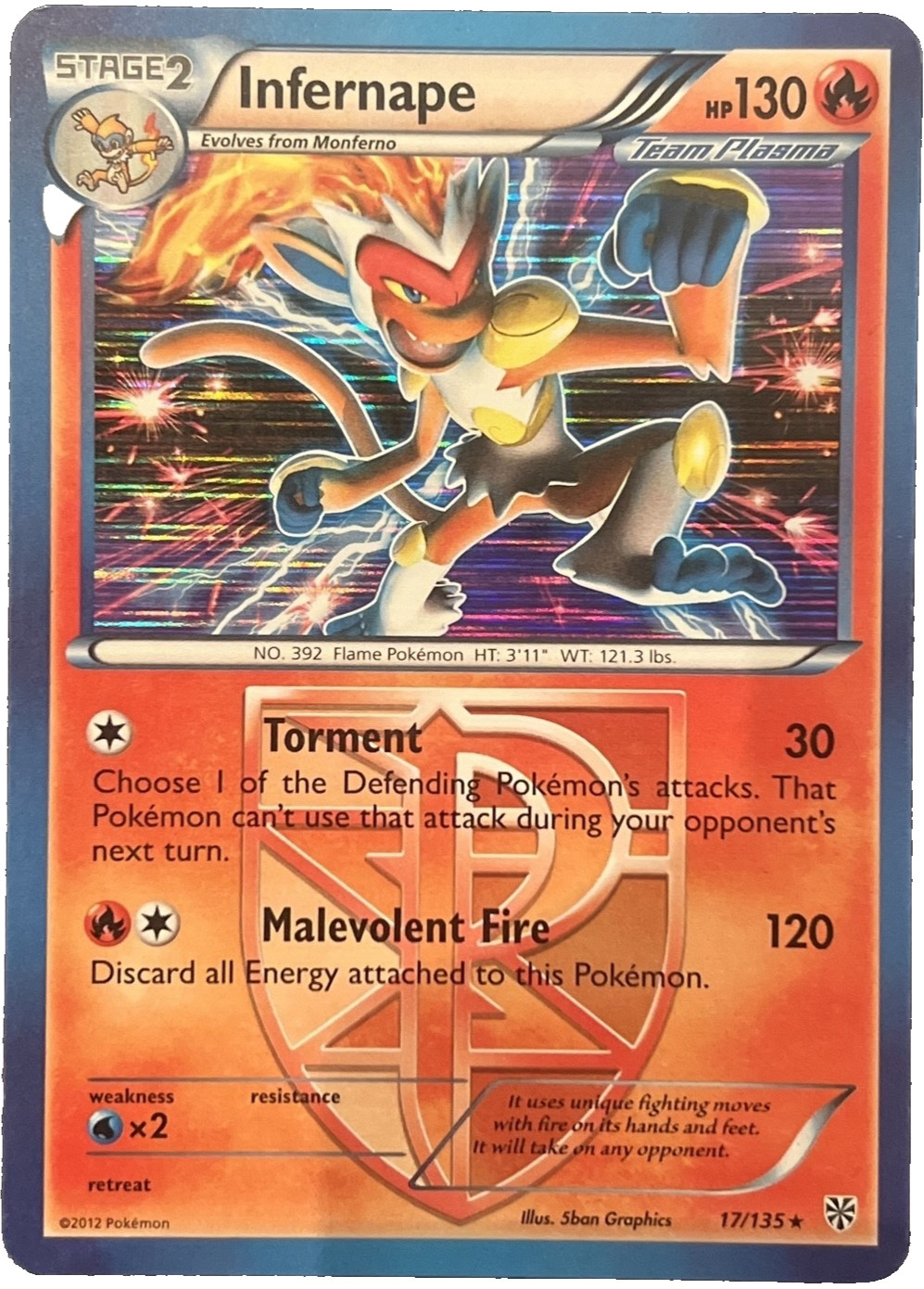Pokémon TCG – Infernape – 17/135 – Holo – Rare – Plasma Storm [Near Mint]