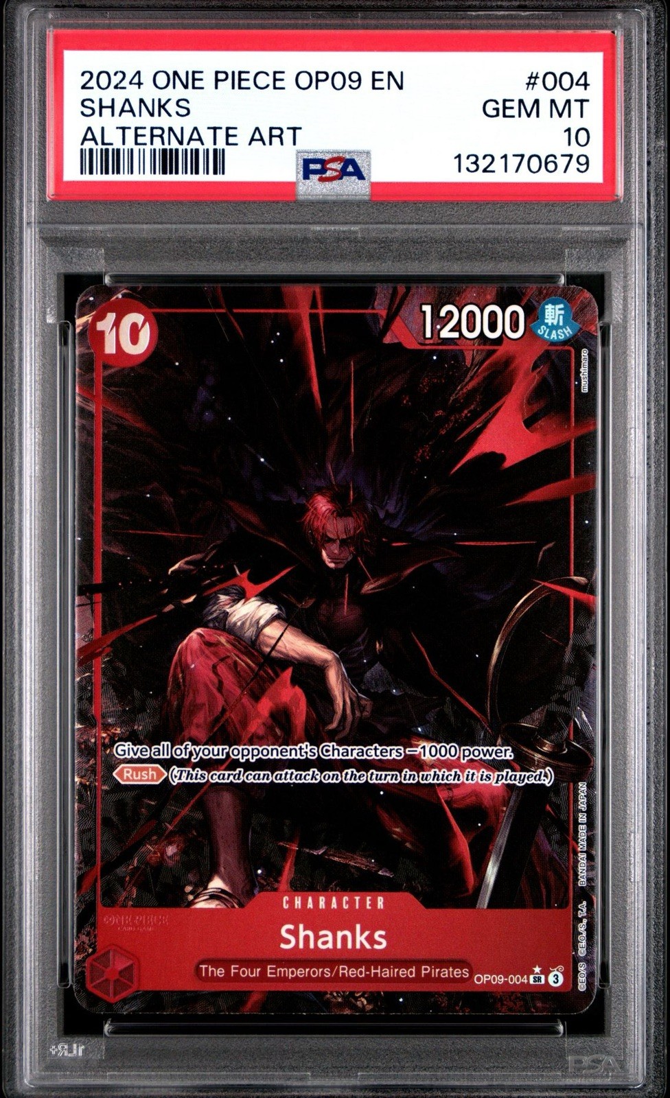 2024 One Piece Shanks Alternate Art OP09-004 Emperors in the New World PSA 10
