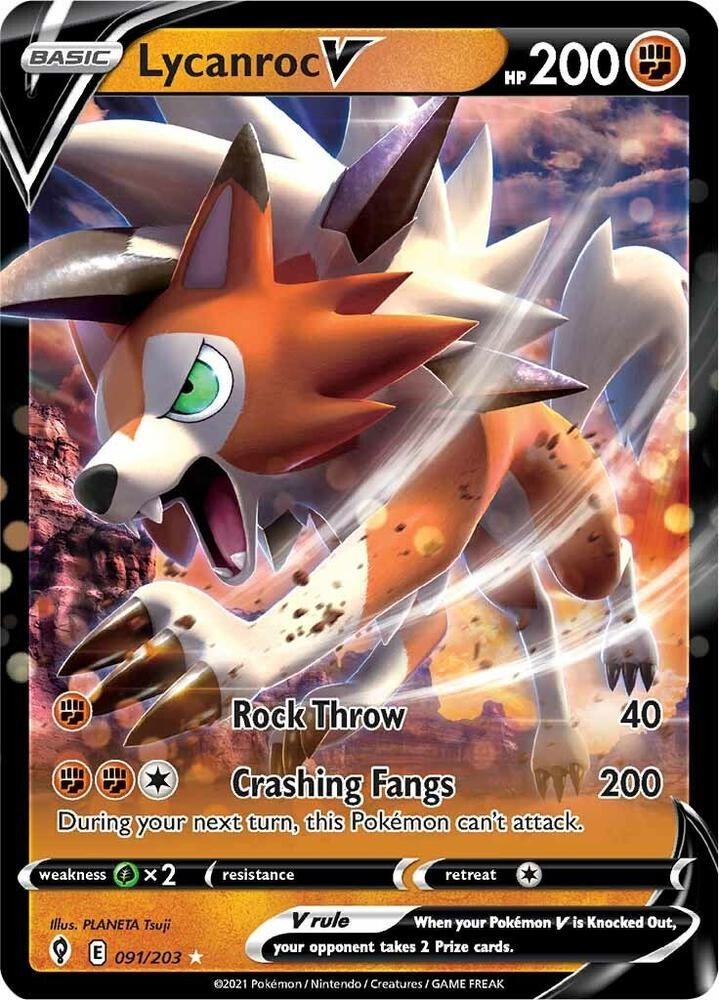 Pokemon Evolving Skies Ultra Rare Lycanroc V 091/203 – Near Mint (NM)