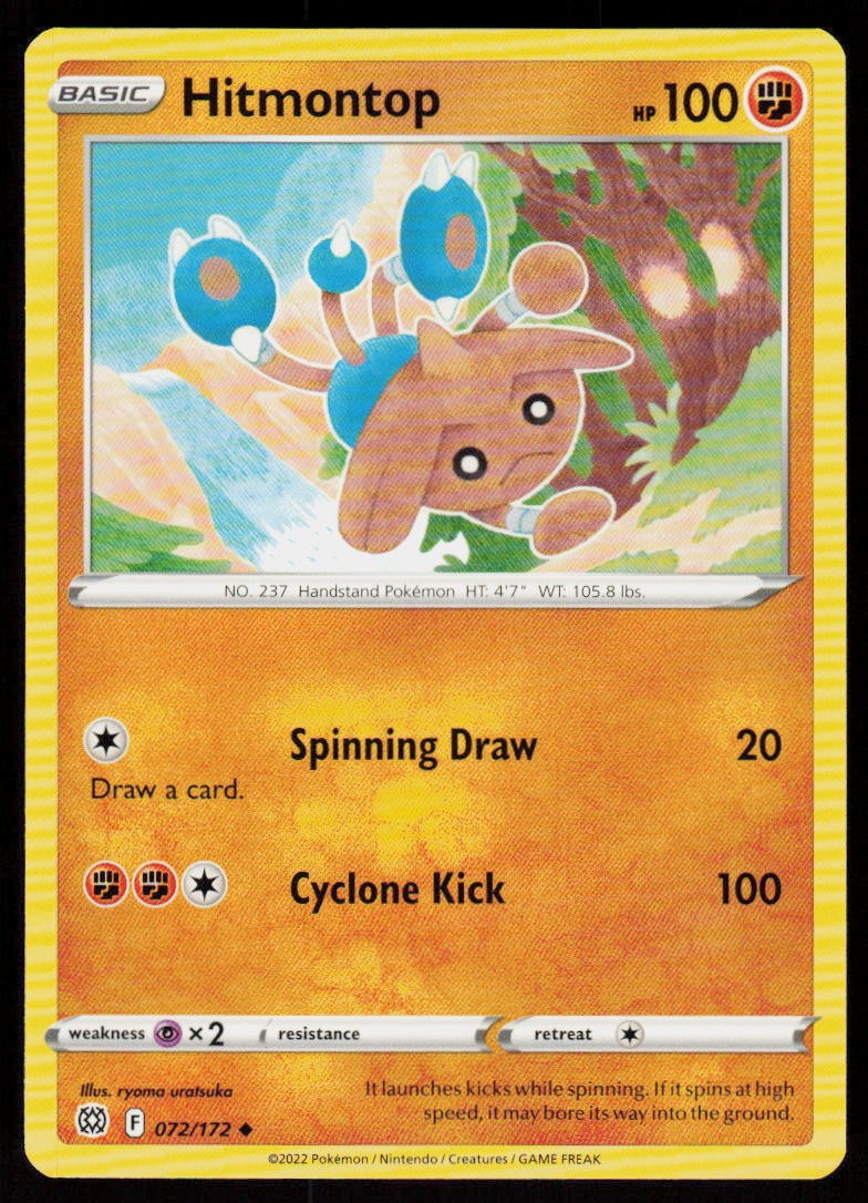 Hitmontop 072/172 Uncommon Brilliant Stars Pokemon Near Mint