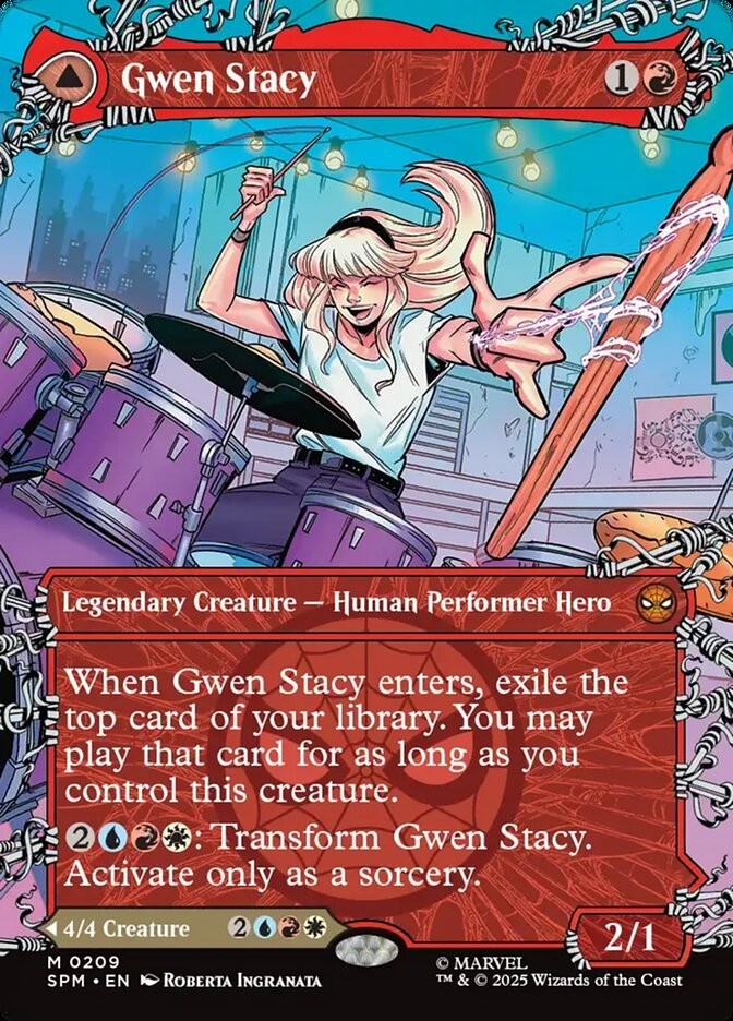 Gwen Stacy (0209) (Borderless Foil) Marvel’s Spider-Man Playtest Card
