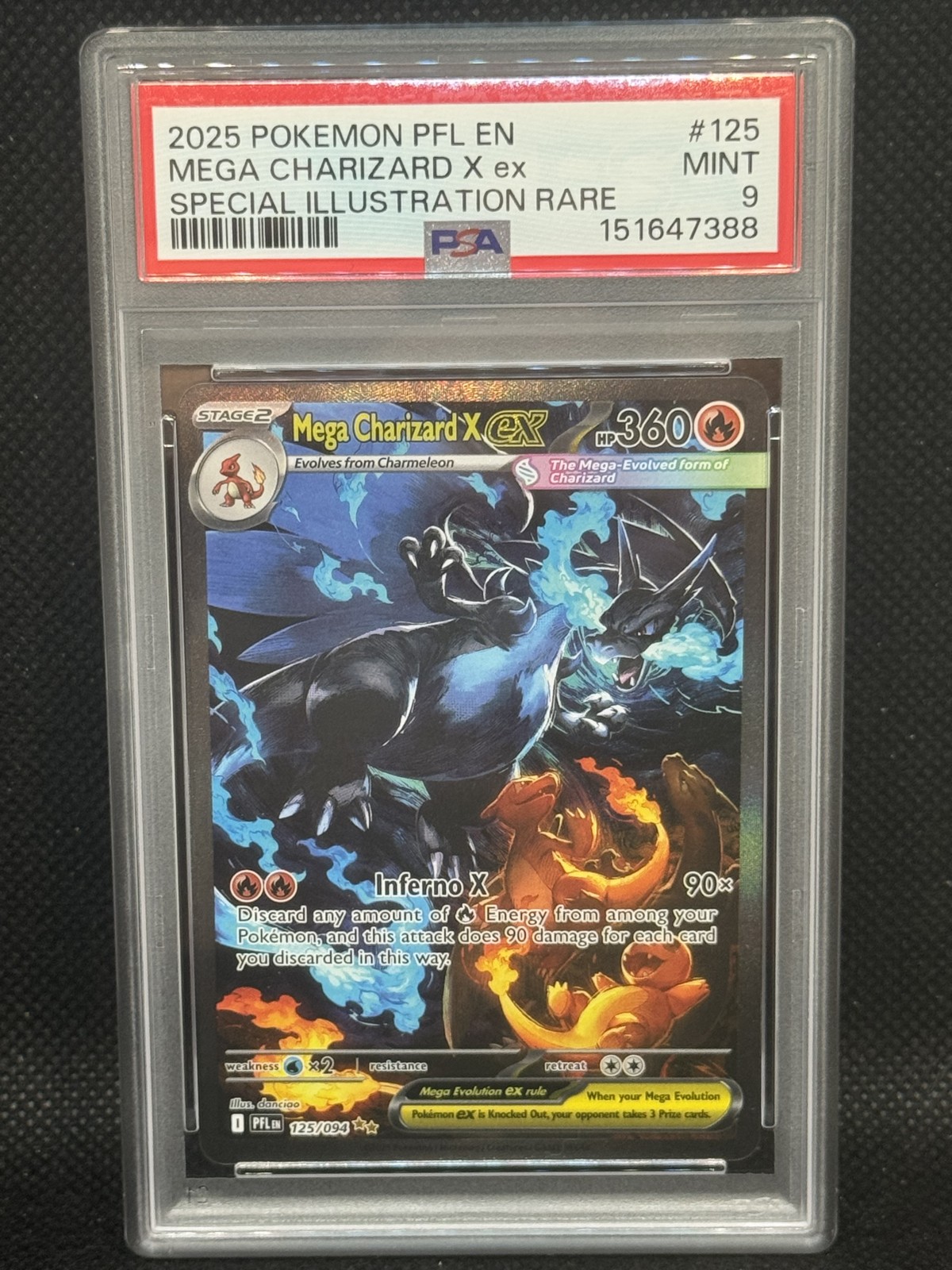 Pokemon Mega Charizard X ex 125/094 PSA 9 Me02: Phantasmal Flames Holo Mint