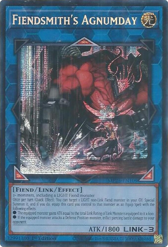 YUGIOH: 1x Fiendsmith’s Agnumday MP25-EN109 Prismatic Secret Rare 2025 Mega-Pack