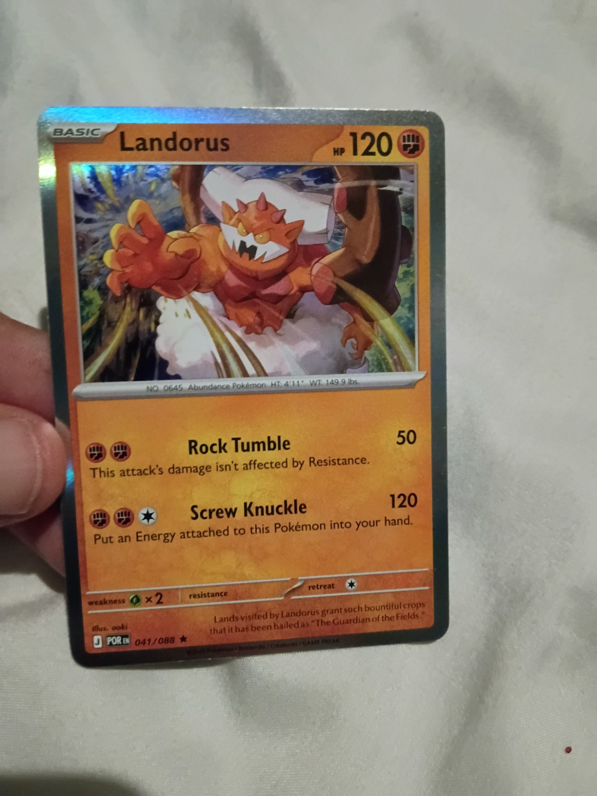 Pokémon TCG Landorus POR Rare Basic 120HP 50/120ATK 041/088 Holo