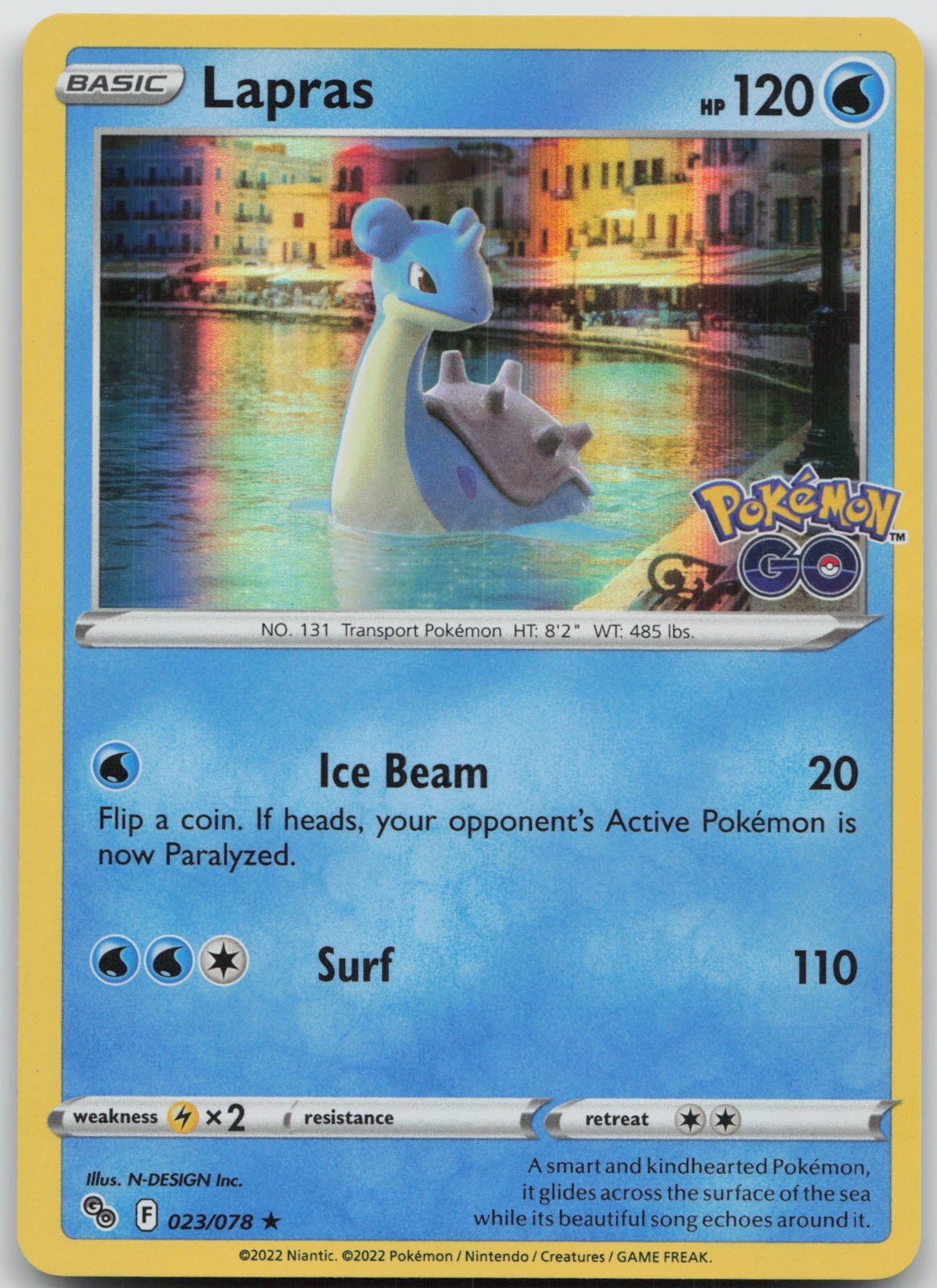 Lapras Holo Rare Holo Pokemon GO 023/078 LP N-DESIGN Inc