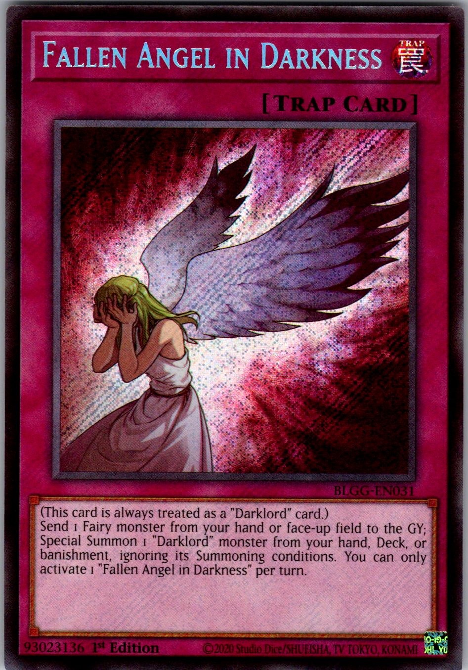 Yu-Gi-Oh Fallen Angel in Darkness BLGG-EN031 1st Edition Secret Rare NM