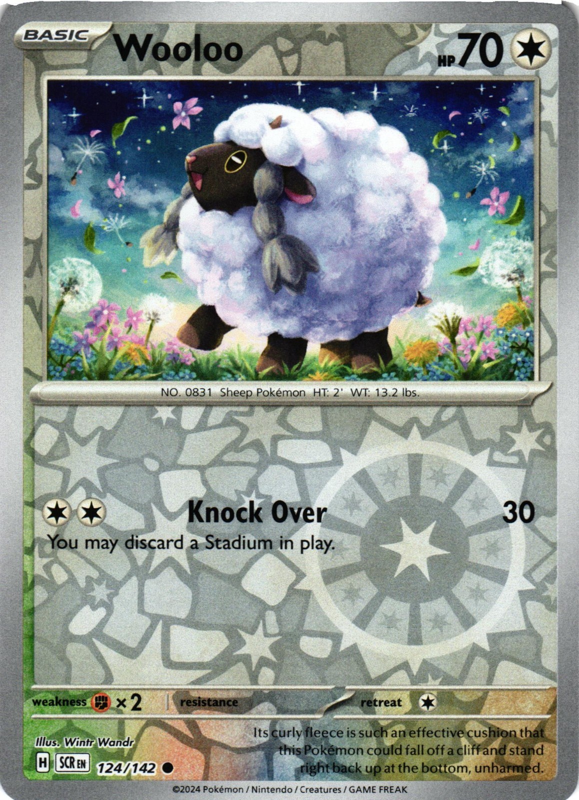 Pokémon TCG Wooloo 124/142 Sv07: Stellar Crown Reverse Holo NM