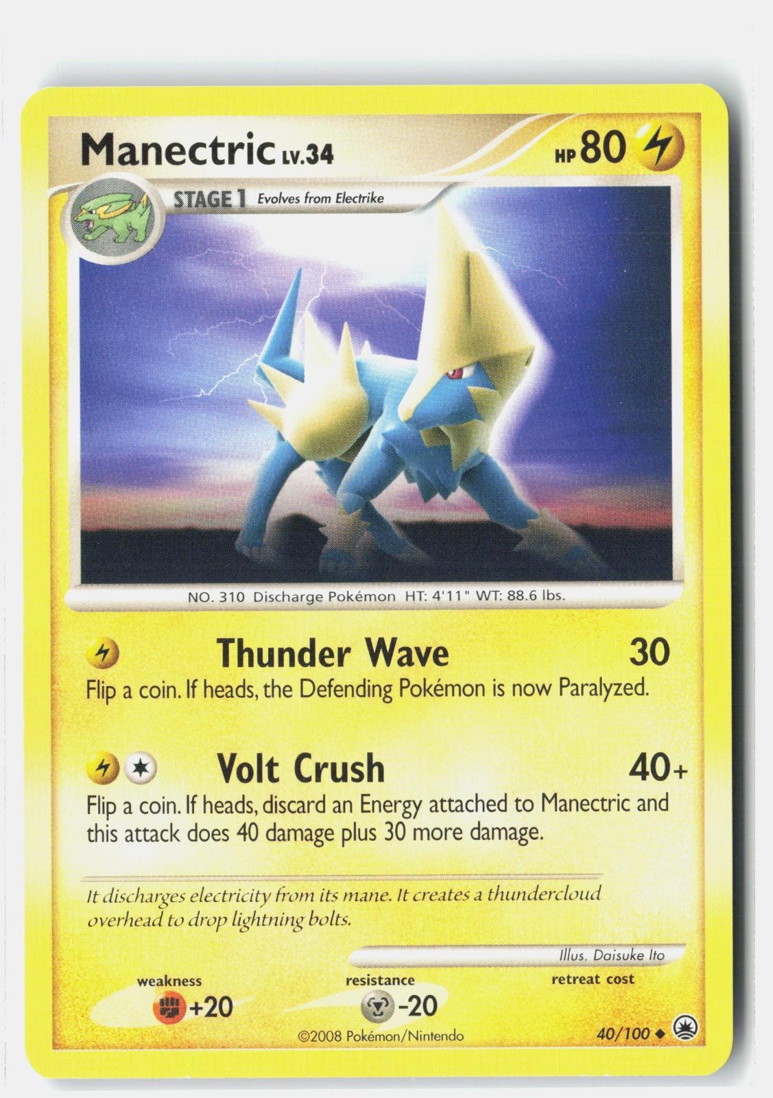 Manectric 40/100 Uncommon Majestic Dawn Pokemon Lightly Played Daisuke Ito