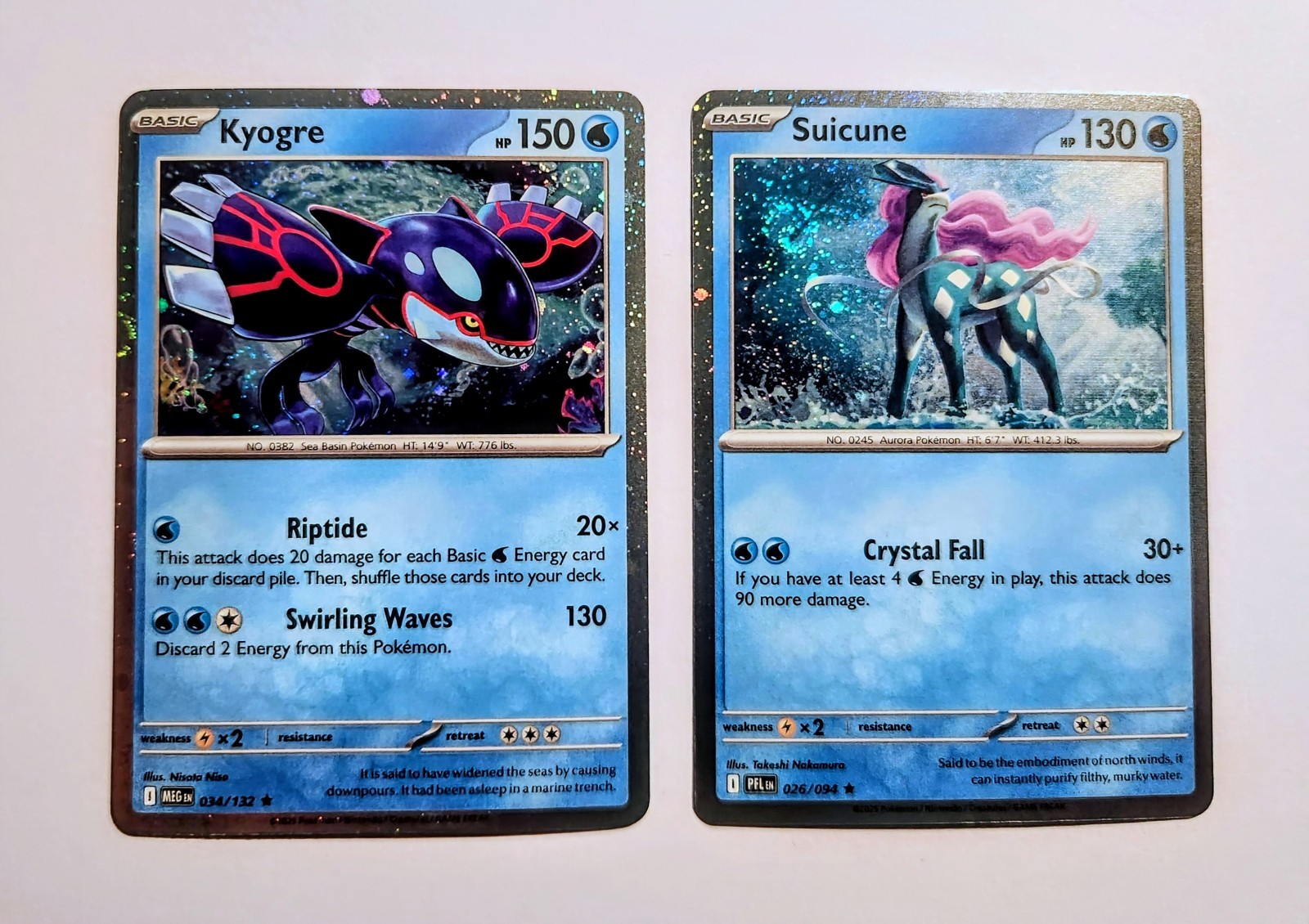 Suicune 026/094 & Kyogre 034/132 Cosmos Holo Knockout Promo Pokémon TCG Mega Evo