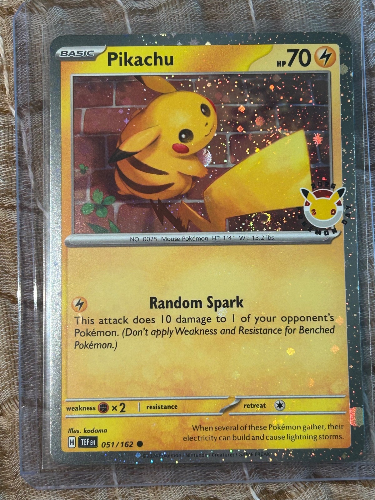 Pikachu #051 2 TAIL SWIRLS 🌀 HOLO BLEED Pokemon Day 30th Anniversary (4 Swirls)