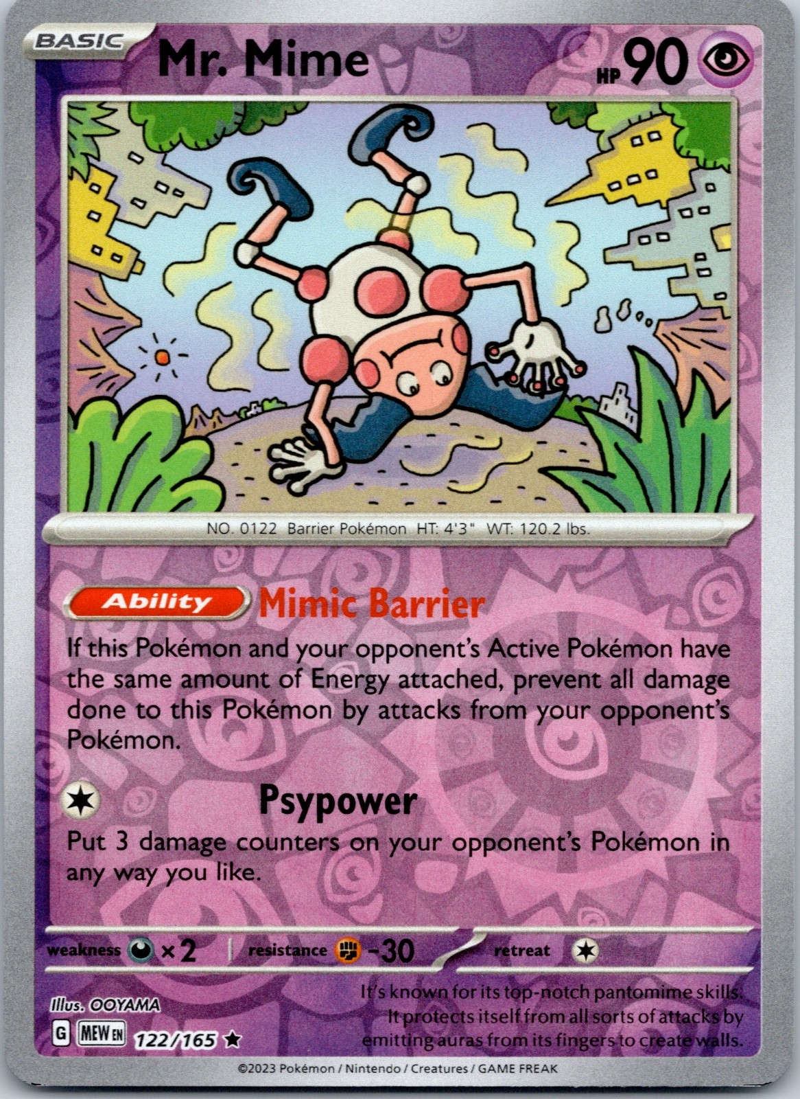 Mr. Mime Reverse Holofoil 122/165 NM SV: Scarlet & Violet 151
