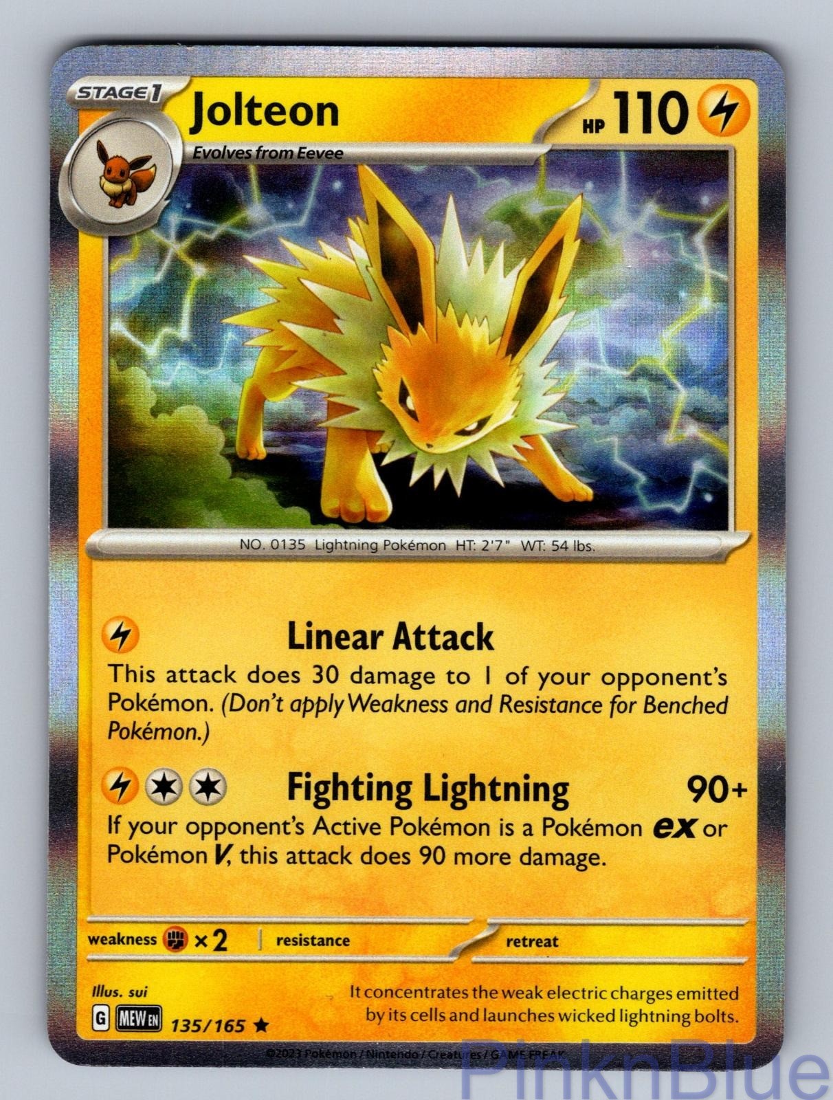 Jolteon 135/165 Rare 151 Pokemon Holo Near Mint