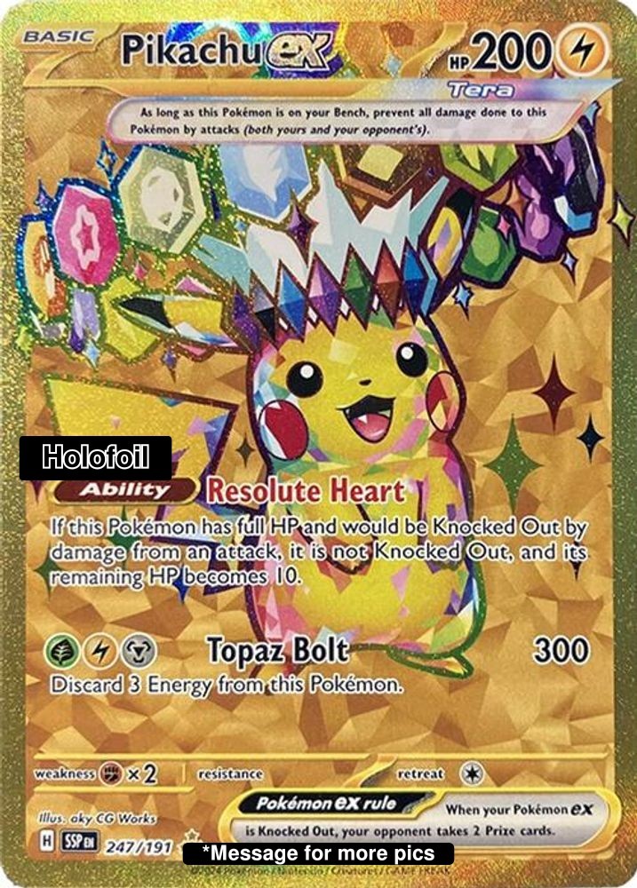 Holofoil Pikachu ex – 247/191 – NM – EN Surging Sparks