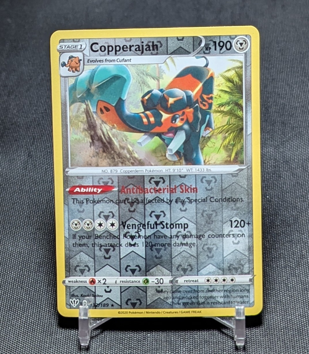 Copperajah Rare Reverse Holo Metal Type Darkness Ablaze Pokemon TCG Card 132/189