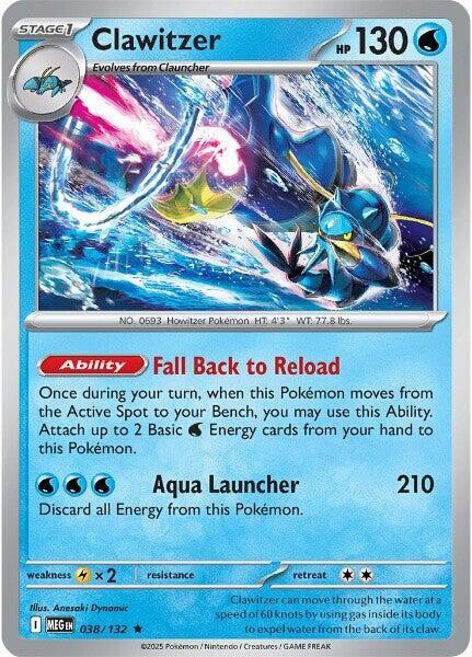 Clawitzer Holo Rare ME01: Mega Evolution 038/132 NM