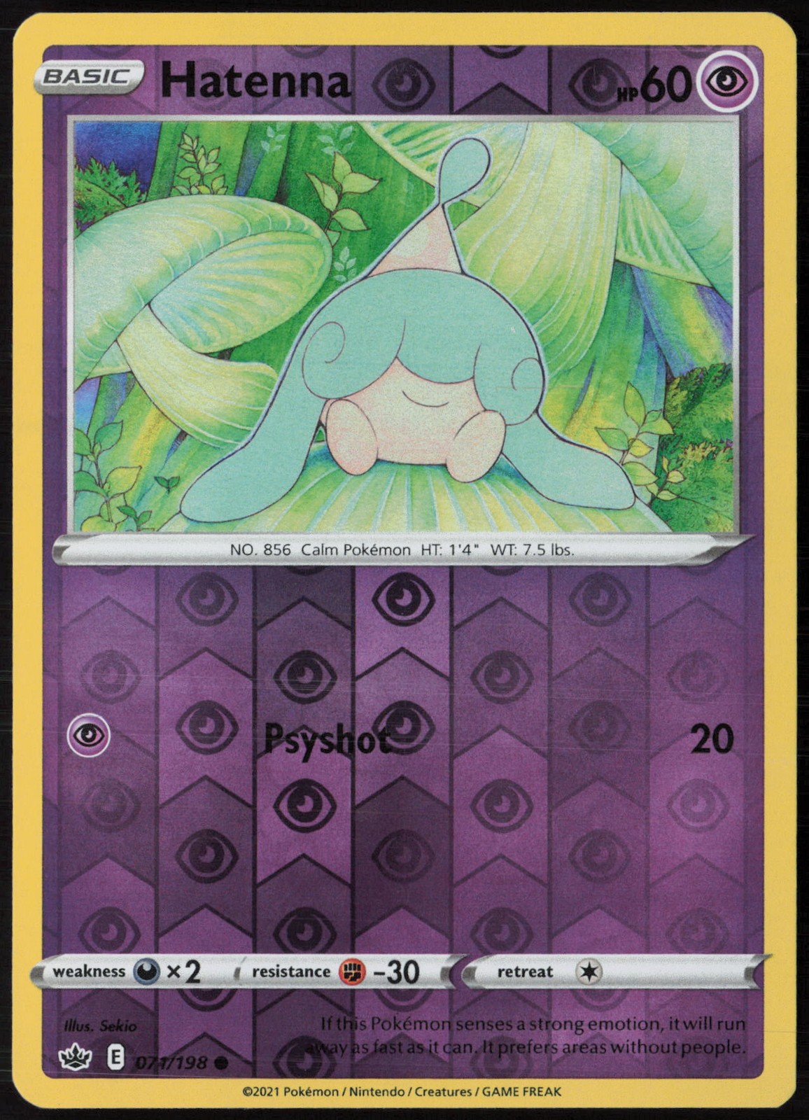 Hatenna Reverse Holo 071/198 SWSH06: Chilling Reign NM