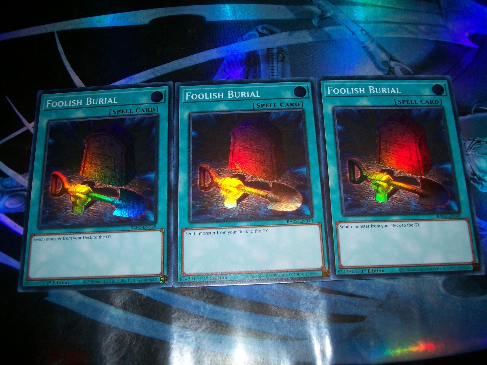 3x Foolish Burial 1st Edition Super Rare RA02-EN049 Yu-Gi-Oh!