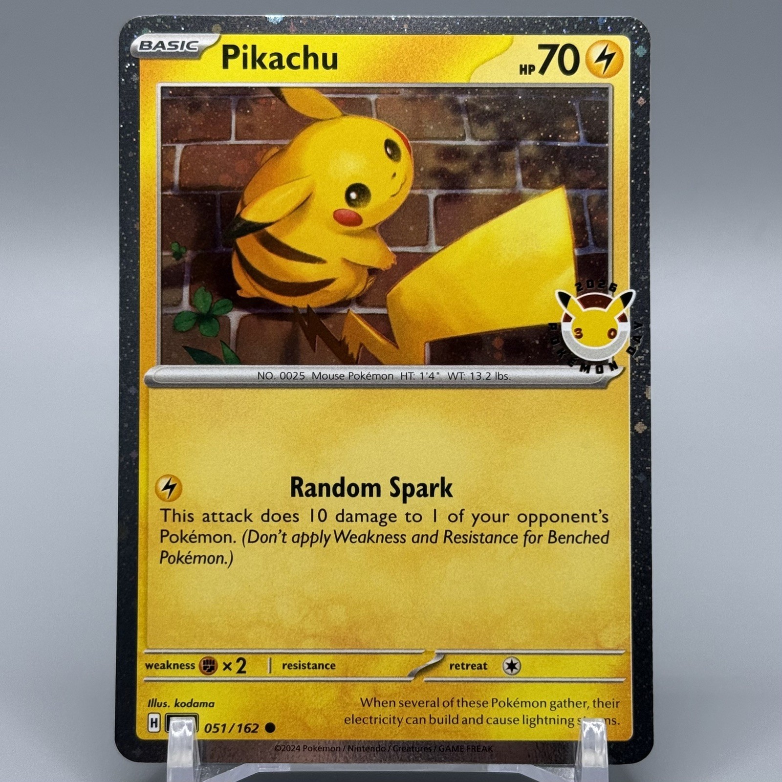 Pikachu 51/162 Stamped 2026 Pokemon Day 30th Anniversary Promo TCG