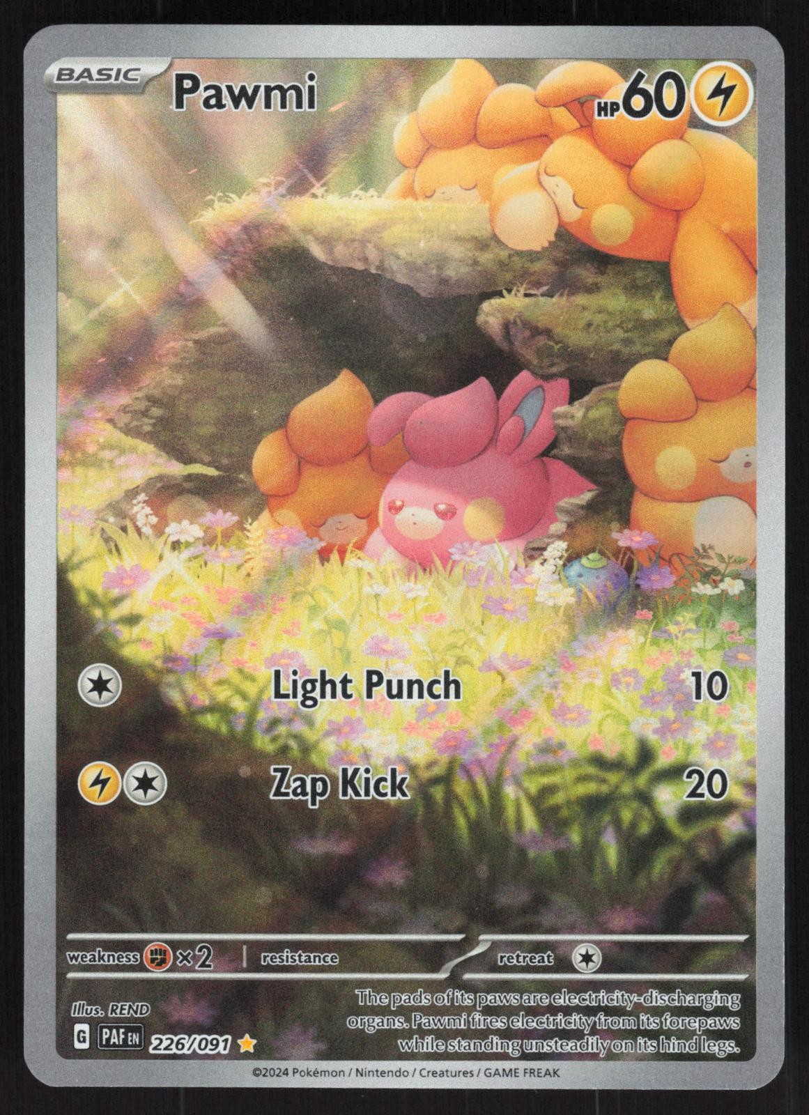 Pawmi 226/091 Illustration Rare Paldean Fates Pokemon Holo Near Mint