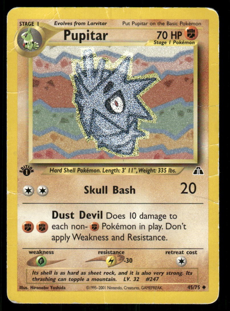 2001 Pokemon Pupitar Uncommon Neo Discovery 45/75 1st Edition DMG