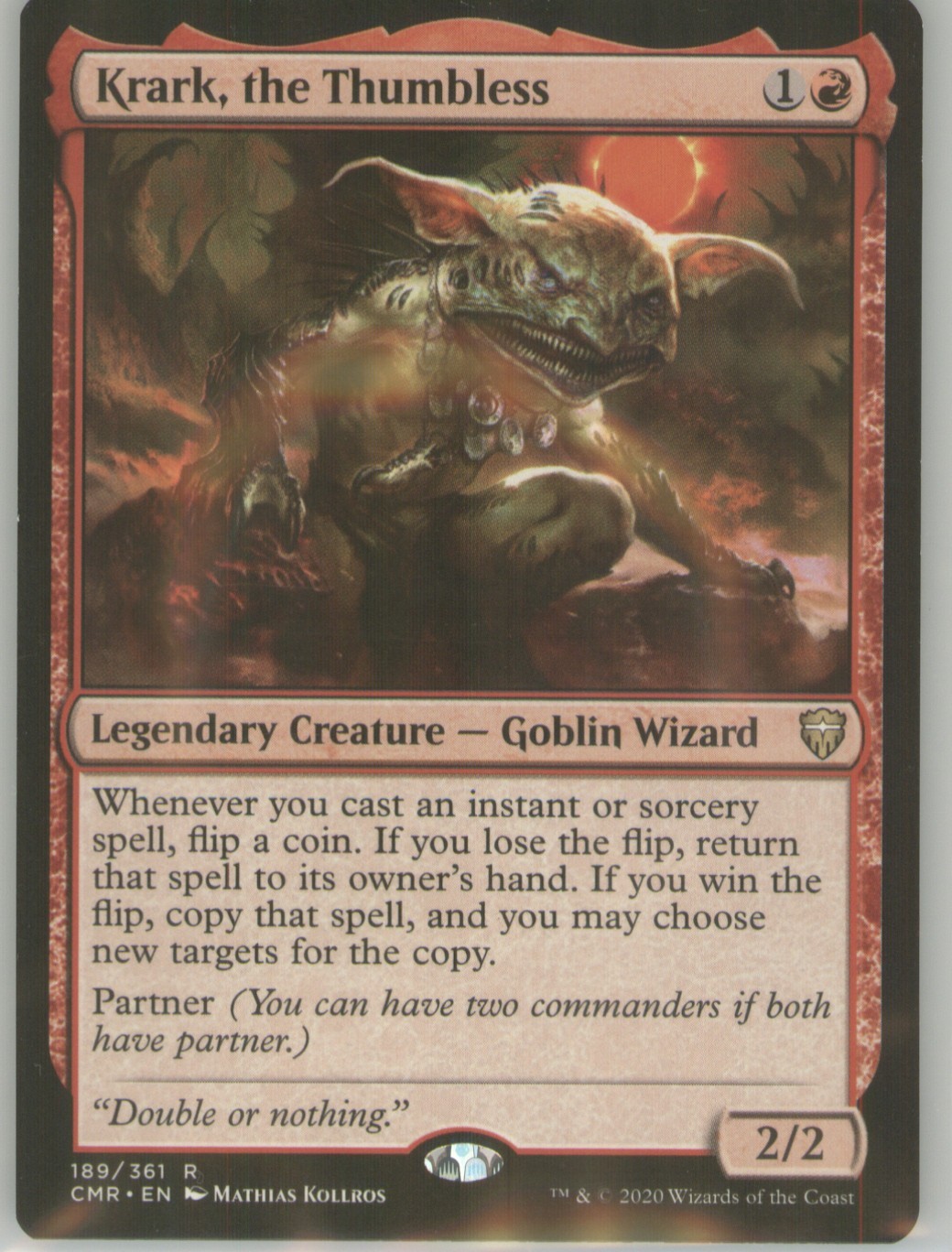 Krark the Thumbless 189 Non Foil Regular Border Commander Legends MTG