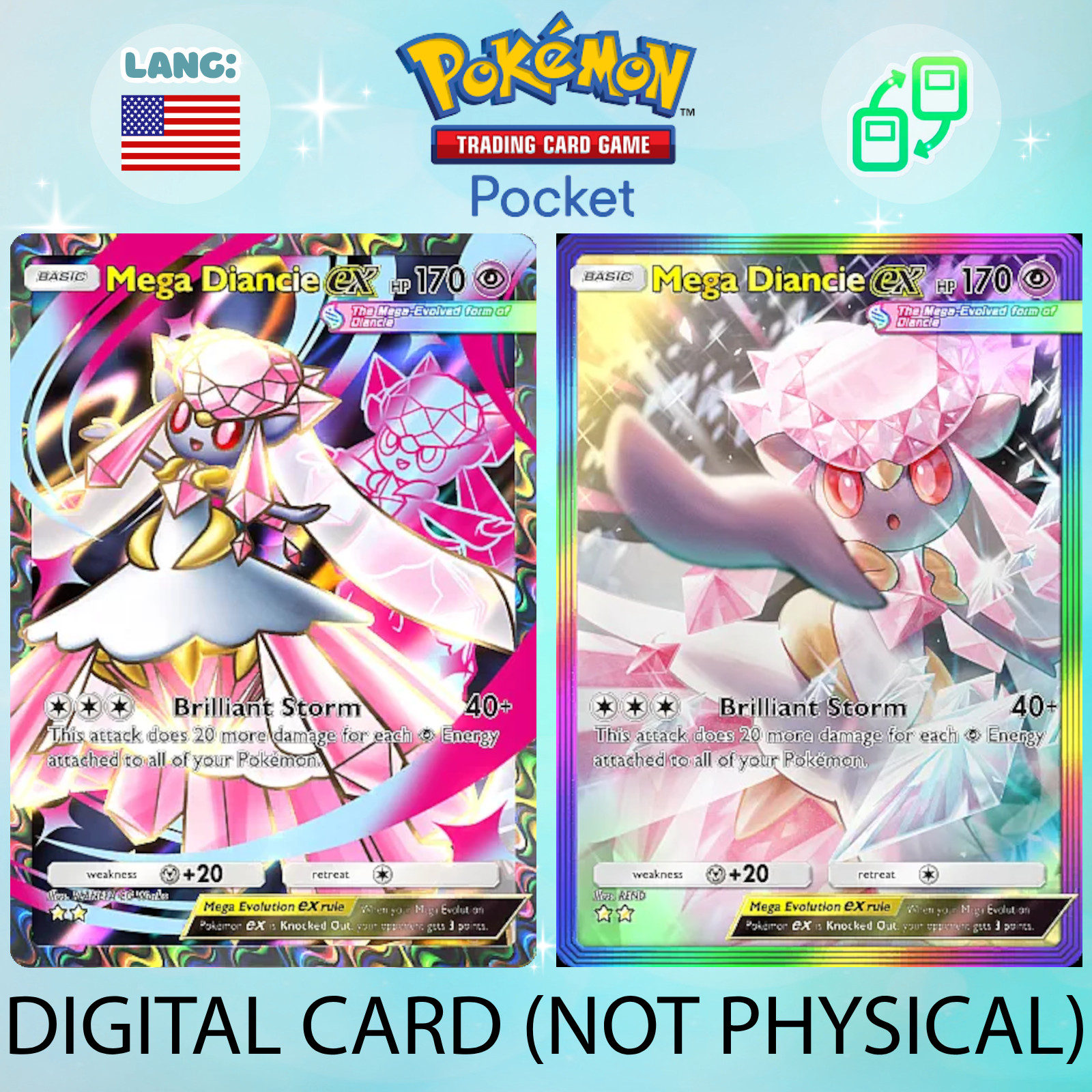[DIGITAL] Pokemon TCG Pocket – Mega Diancie ex Full Art / Rainbow (English)