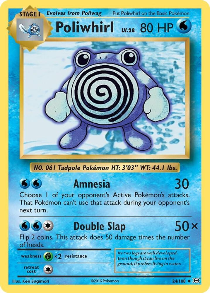 Poliwhirl #24/108 Xy – Evolutions Uncommon Pokemon TCG NM