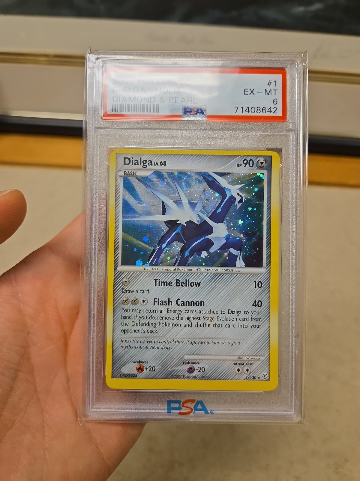 PSA 6 DIALGA #1 Partial SWIRL HOLO 2007 POKEMON DIAMOND & PEARL 1/130 Low Pop