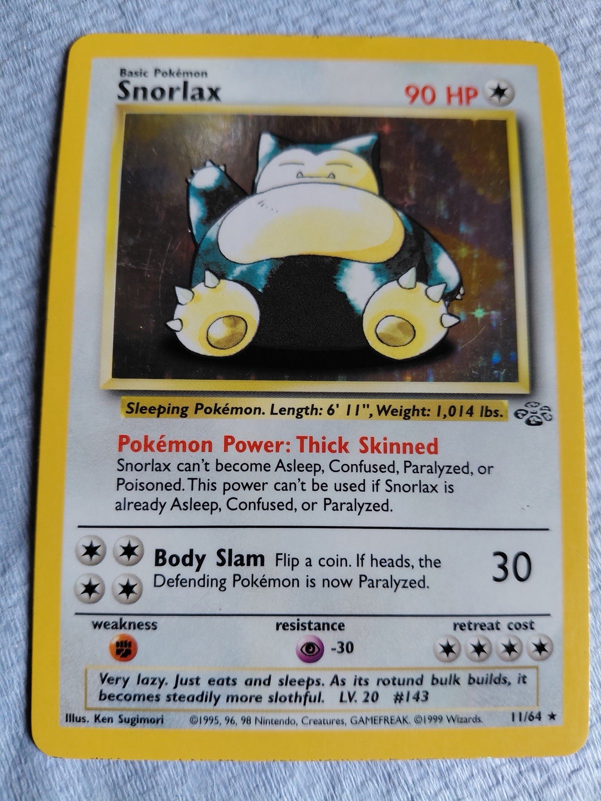 Pokémon TCG Snorlax Jungle 11/64 Holo Unlimited Holo Rare