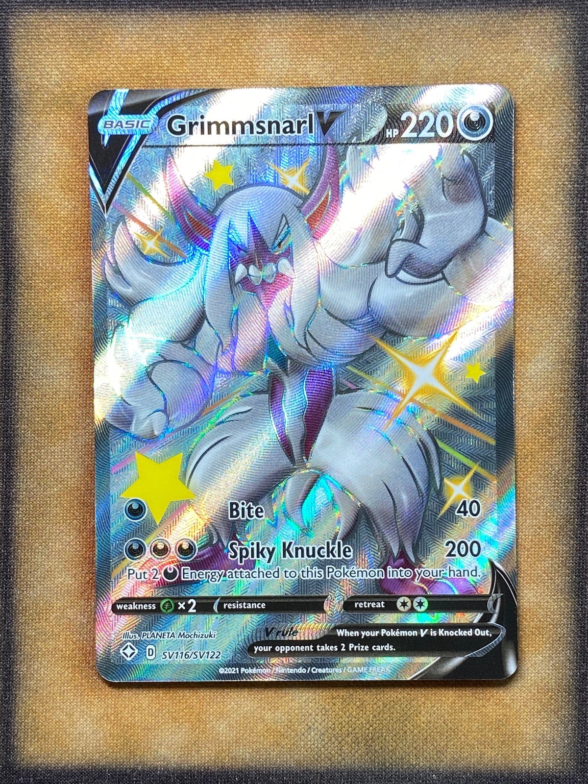 Pokemon Grimmsnarl V SV116/SV122 Shining Fates: Shiny Vault Shiny Holo Rare NM