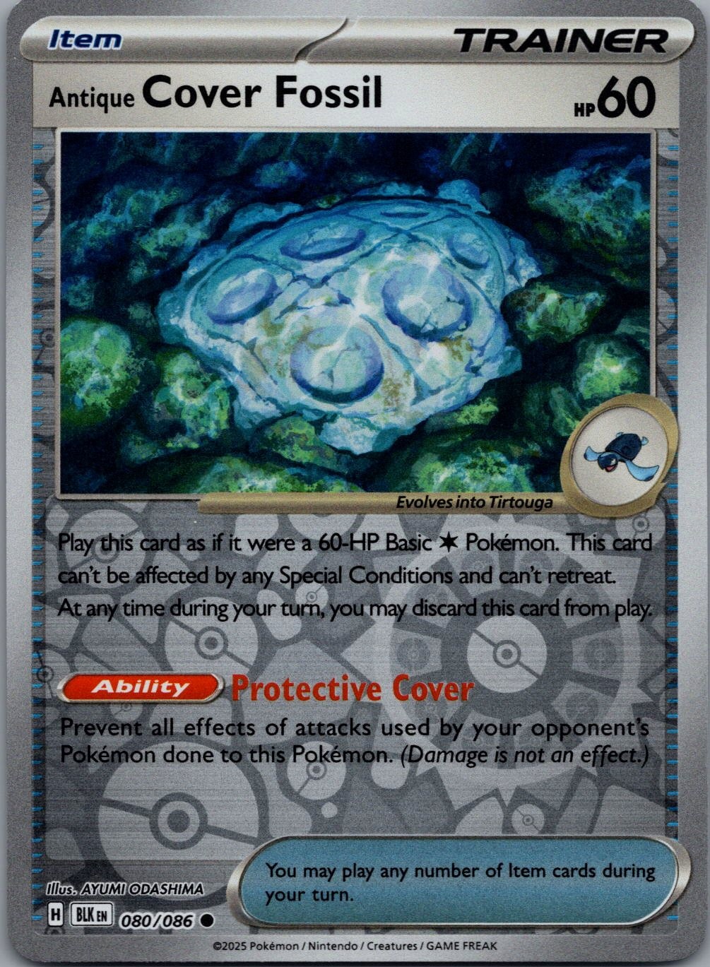 Antique Cover Fossil 080/086 C Black Bolt Pokemon Reverse Holo Near Mint