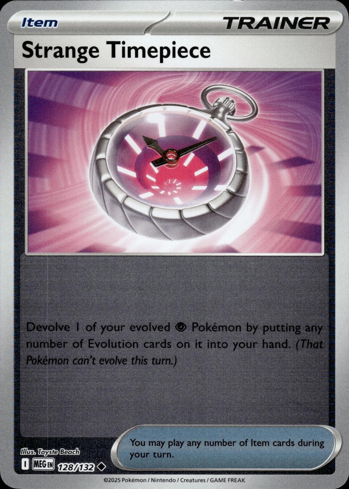 Strange Timepiece 128/132 REVERSE HOLO Mega Evolution UC NM Toyste Beach Pokemon