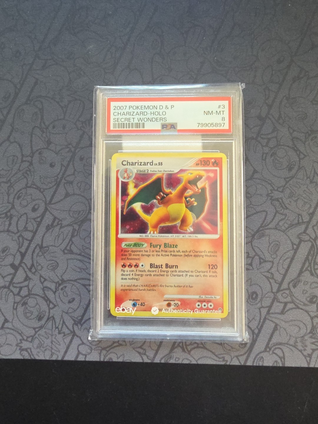 Pokemon: Charizard #3/132 D & P Secret Wonders 2007 Holo Rare Vintage – – PSA 8