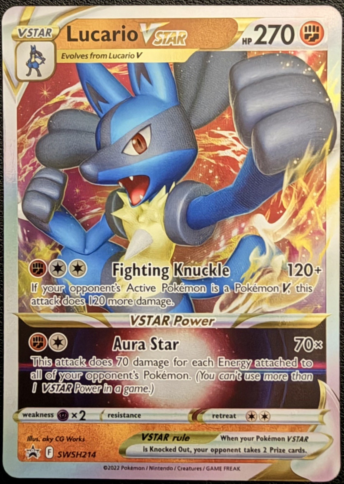 Pokemon TCG Lucario VSTAR Sword & Shield Black Star Promo Card #SWSH214