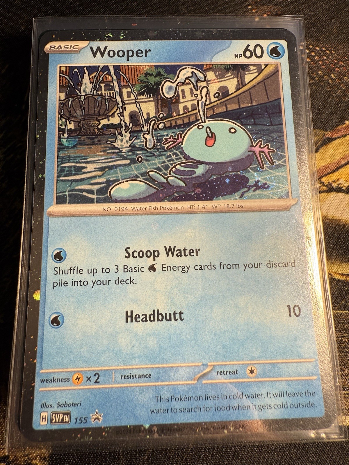 Wooper 155 Cosmos Holo Promo & Code Card