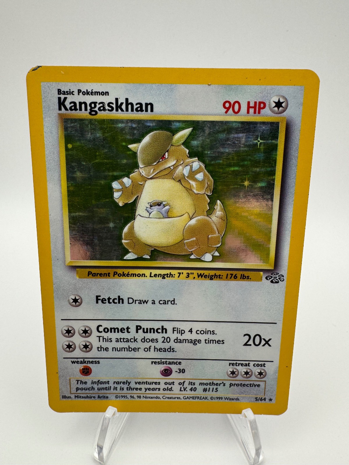 Kangaskhan 5/64 Rare Jungle Pokemon Unlimited Holo Heavily Played (2)
