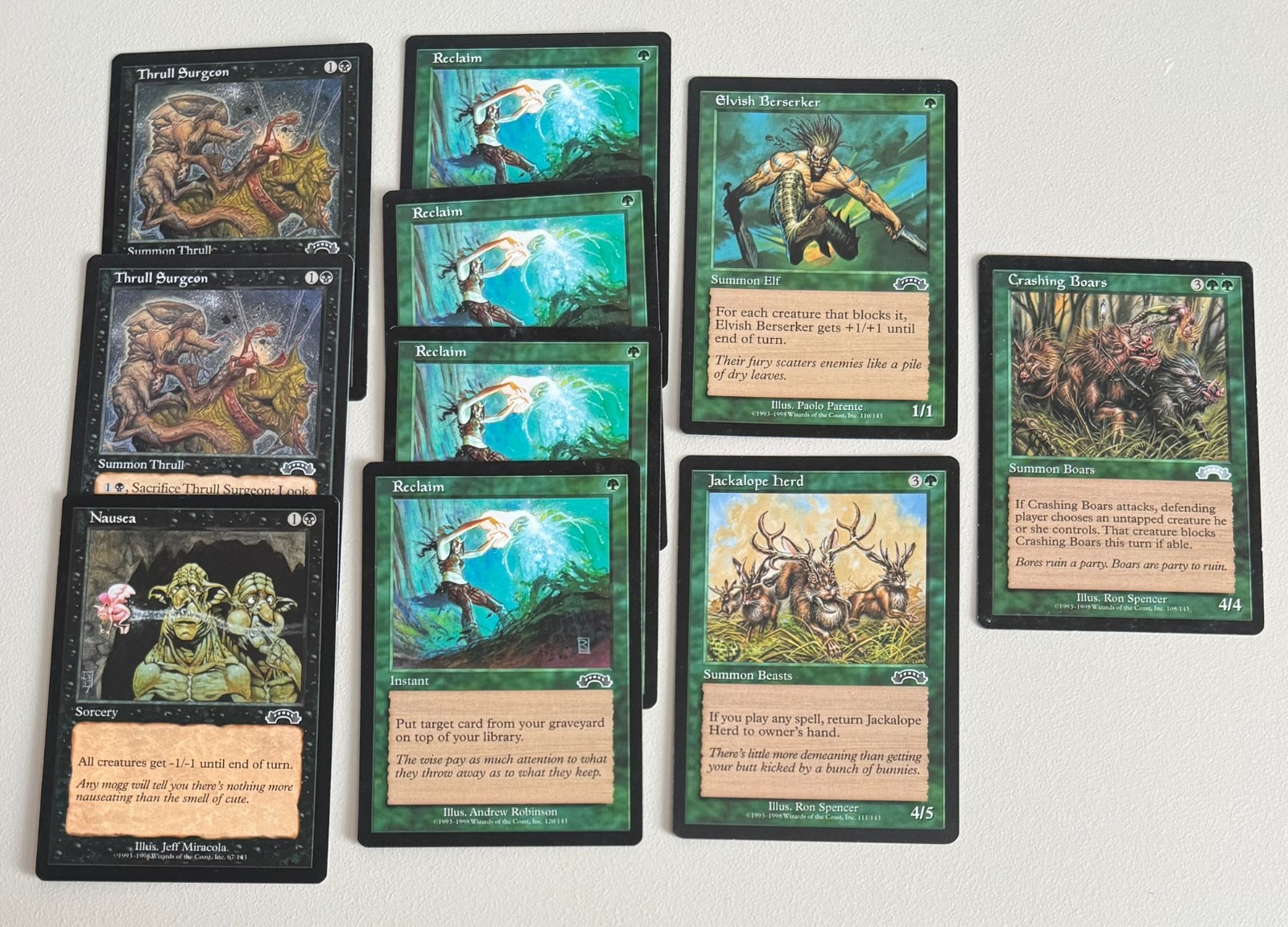 10x Green or Black – MTG – Exodus – ENGL.- ©1998 M/NM eg Reclaim playset